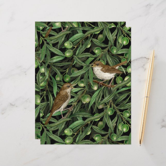 Nachtingales van de olijfboom 3 (Voorkant / Achterkant in situ)