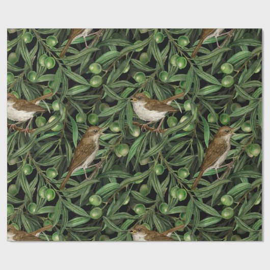 Nachtingales van de olijfboom 3 cadeaupapier (Vlak)