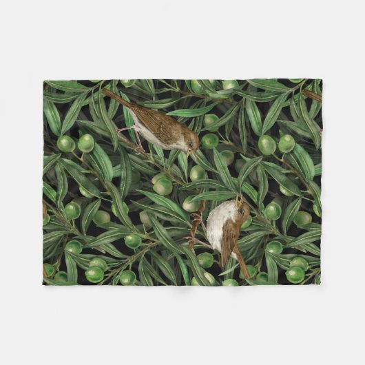 Nachtingales van de olijfboom 3 fleece deken (Voorkant (Horizontaal))