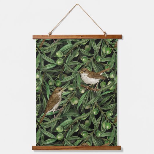 Nachtingales van de olijfboom 3 hangend wandkleed (Voorkant)