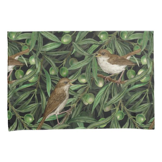Nachtingales van de olijfboom 3 kussensloop (Voorkant-Rechts)
