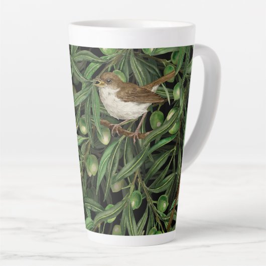 Nachtingales van de olijfboom 3 latte mok (Rechterhoek)
