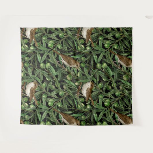 Nachtingales van de olijfboom 3 wandkleed (Voorkant (horizontaal))