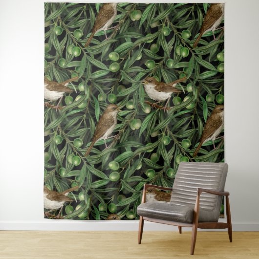 Nachtingales van de olijfboom 3 wandkleed (In situ)