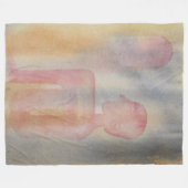 Nachtjes rode maan Waterverf afdrukken Fleece Deken (Voorkant (Horizontaal))