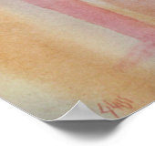 Nachtjes rode maan Waterverf afdrukken Poster (Hoek)