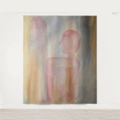 Nachtjes rode maan Waterverf afdrukken Wandkleed (Voorkant)