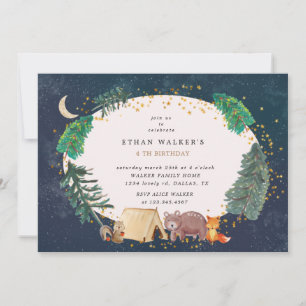 Nachtkamperij beboste vogelsoort Birthday Invitati
