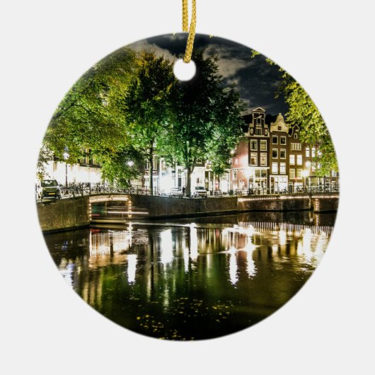 nachtkanaal in Amsterdam, Nederland Keramisch Ornament (Voorkant)