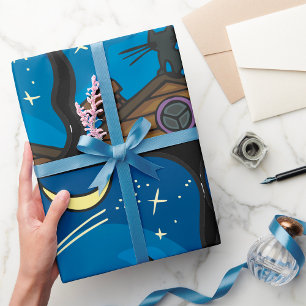 Nachtkat op de weg cadeaupapier