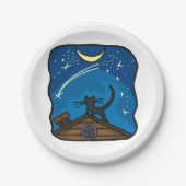 Nachtkat op de weg papieren bordje (Voorkant)