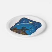 Nachtkat op de weg papieren bordje (Gekanteld)