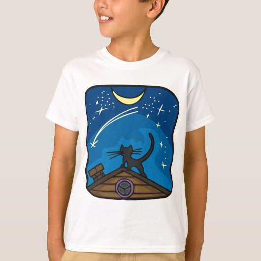 Nachtkat op de weg t-shirt (Voorkant)