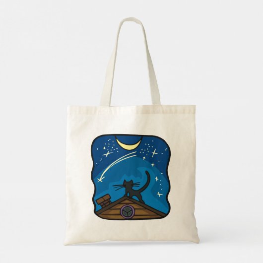 Nachtkat op de weg tote bag (Achterkant)