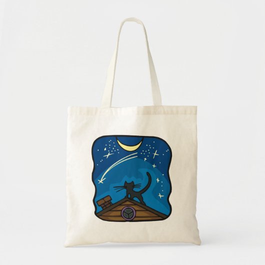 Nachtkat op de weg tote bag (Voorkant)