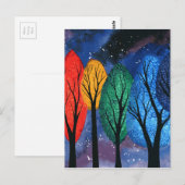 Nachtkleur - regenboogzirige bomen sterrenhemel briefkaart (Voorkant / Achterkant)
