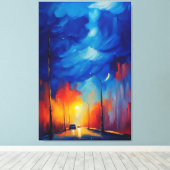 Nachtlamp | olieverfschilderij canvas afdruk (Insitu (Houten vloer))