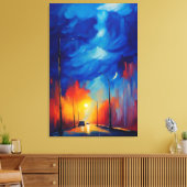 Nachtlamp | olieverfschilderij canvas afdruk (Insitu (Woonkamer))