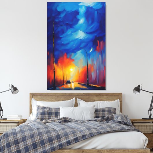 Nachtlamp | olieverfschilderij canvas afdruk (Insitu (Slaapkamer))