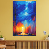 Nachtlamp | olieverfschilderij canvas afdruk (Insitu (Woonkamer))
