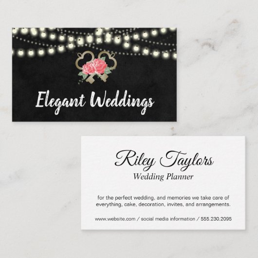 Nachtlampjes Elegante bloemen en sleutels Visitekaartje (Voorkant / Achterkant)