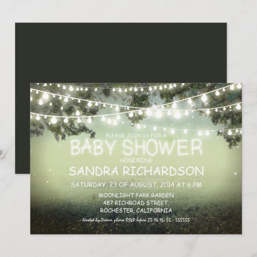 Nachtlampjes leuke BABY SHOWER uitnodigingen (Voorkant / Achterkant)