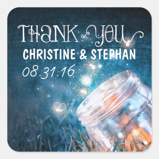 Nachtlampjes Mason Jar trouwstickers Vierkante Sticker (Voorkant)