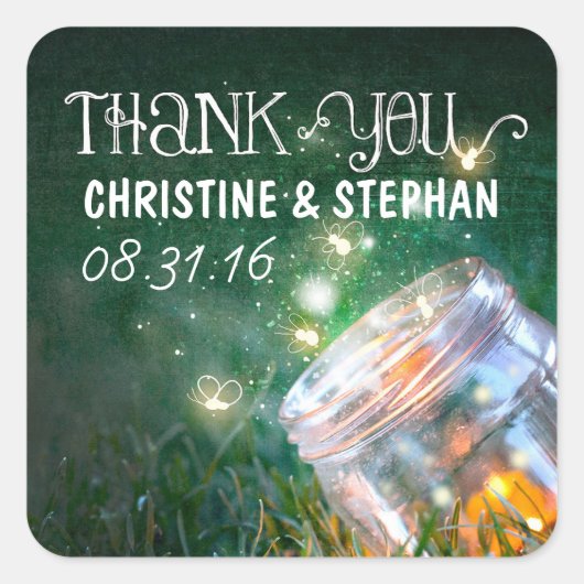 Nachtlampjes Mason Jar trouwstickers Vierkante Sticker (Voorkant)