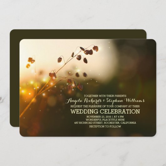 Nachtlampjes rustieke bruiloft uitnodiging (Voorkant / Achterkant)