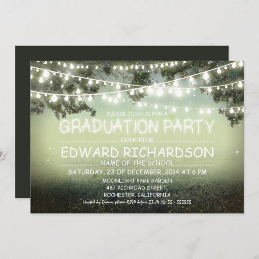 nachtlampjes rustieke Graduation Party uitnodiging (Voorkant / Achterkant)