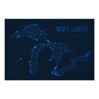 Nachtlampjes van de Grote Meren 19x13 Foto afdrukk Foto Afdruk