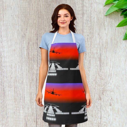 Nachtlanding vliegtuig schort