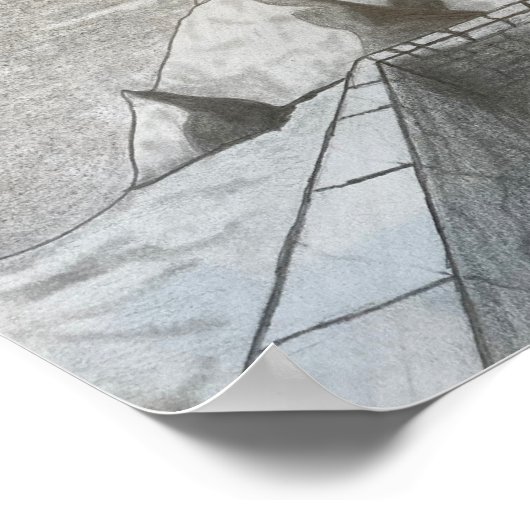 Nachtlandschap in de bergen poster (Hoek)