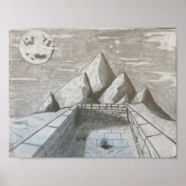 Nachtlandschap in de bergen poster