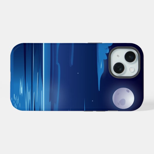 Nachtlandschap met Zee iPhone 15 Case (Achterkant horizontaal)