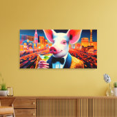 NACHTLEVEN IN VARKENSVLEES 6 CANVAS AFDRUK (Insitu (Woonkamer))