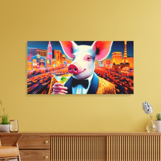 NACHTLEVEN IN VARKENSVLEES 6 CANVAS AFDRUK (Insitu (Woonkamer))