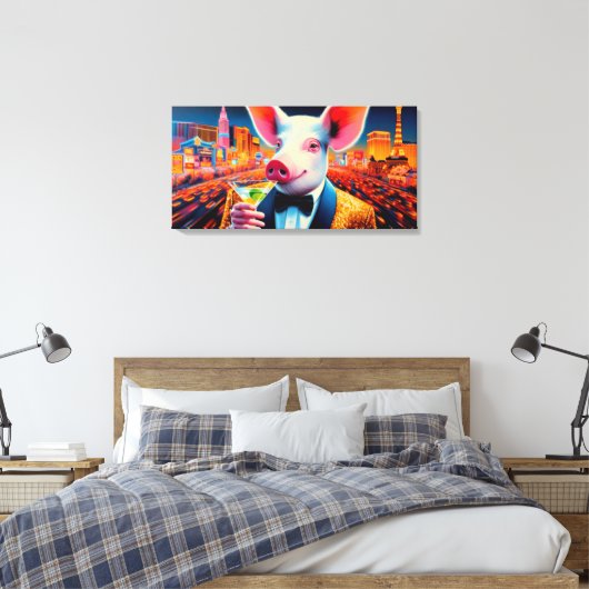 NACHTLEVEN IN VARKENSVLEES 6 CANVAS AFDRUK (Insitu (Slaapkamer))