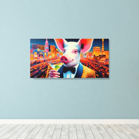 NACHTLEVEN IN VARKENSVLEES 6 CANVAS AFDRUK (Insitu (Houten vloer))