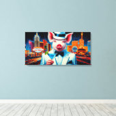 NACHTLEVEN IN VARKENSVLEES CANVAS AFDRUK (Insitu (Houten vloer))