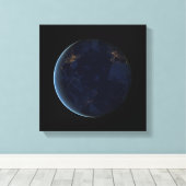 Nachtlichten op de planeet aarde (Western Hemisphe Canvas Afdruk (Insitu (Houten vloer))