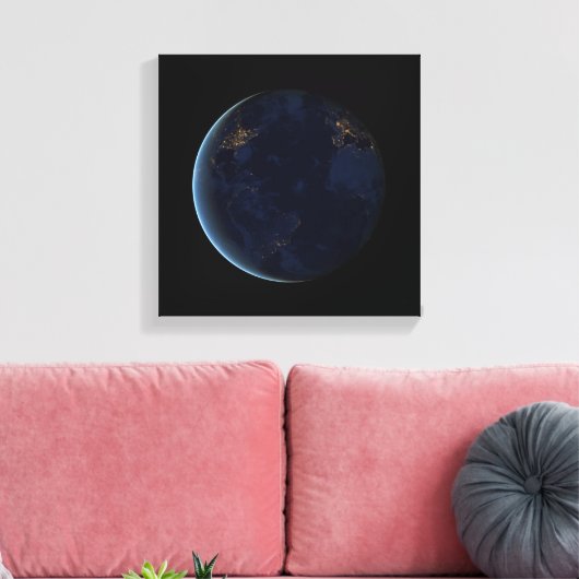 Nachtlichten op de planeet aarde (Western Hemisphe Canvas Afdruk (Insitu (Woonkamer))