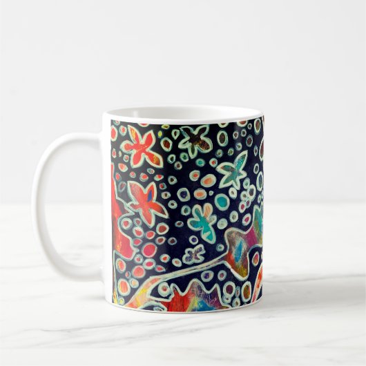 Nachtlichtreflectie Oorspronkelijk Abstract kunstw Koffiemok (Links)