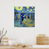 Nachtloper Sterrennacht Poster (Keuken)