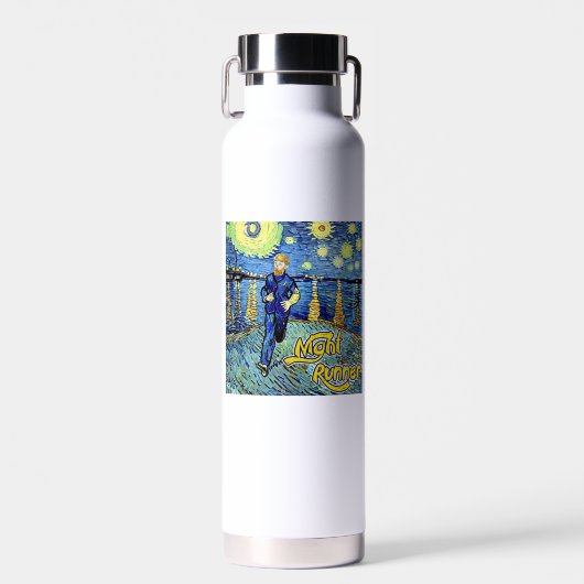 Nachtloper Sterrennacht Waterfles (Voorkant)