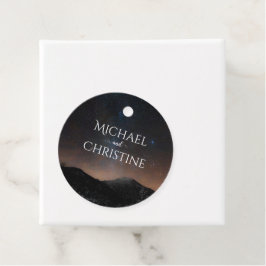 Nachtlucht bruiloft onder de sterren bedankjes labels