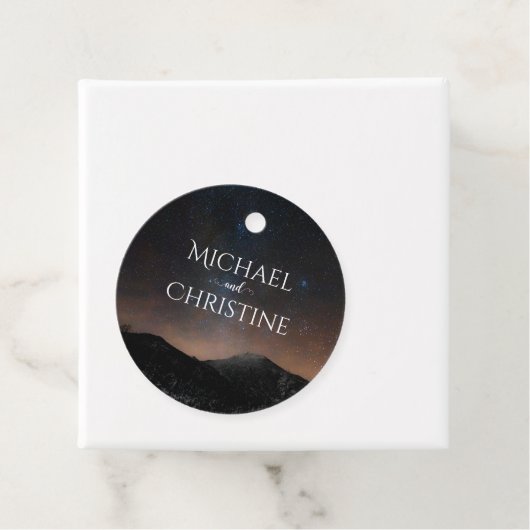 Nachtlucht bruiloft onder de sterren bedankjes labels (In situ)