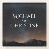 Nachtlucht bruiloft onder de sterren glazen onderzetter (Voorkant)