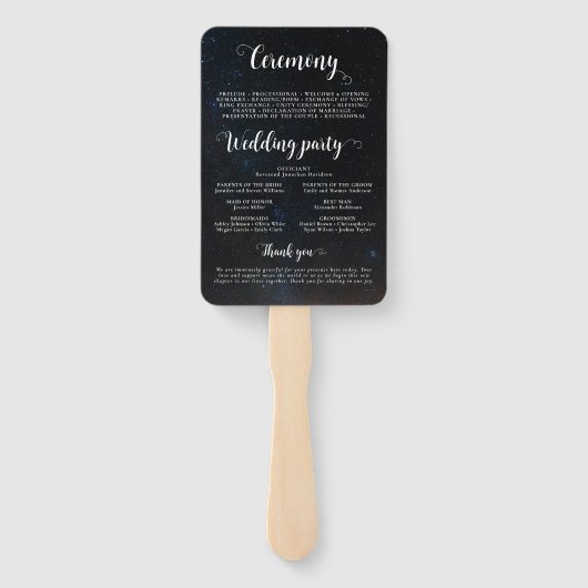 Nachtlucht bruiloft onder de sterren handwaaier (Achterkant)