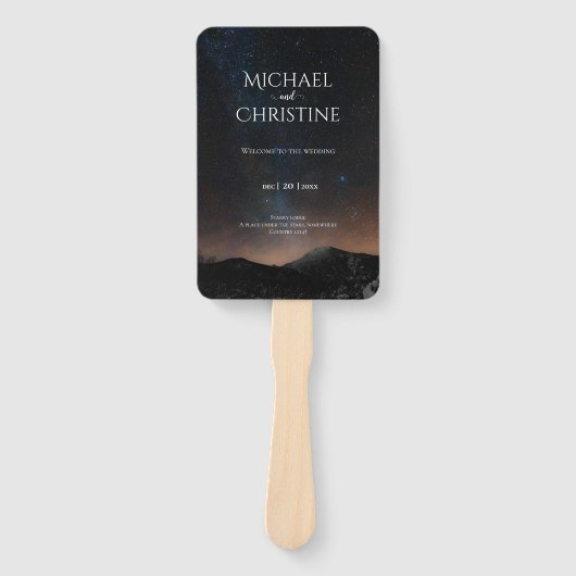 Nachtlucht bruiloft onder de sterren handwaaier (Voorkant)